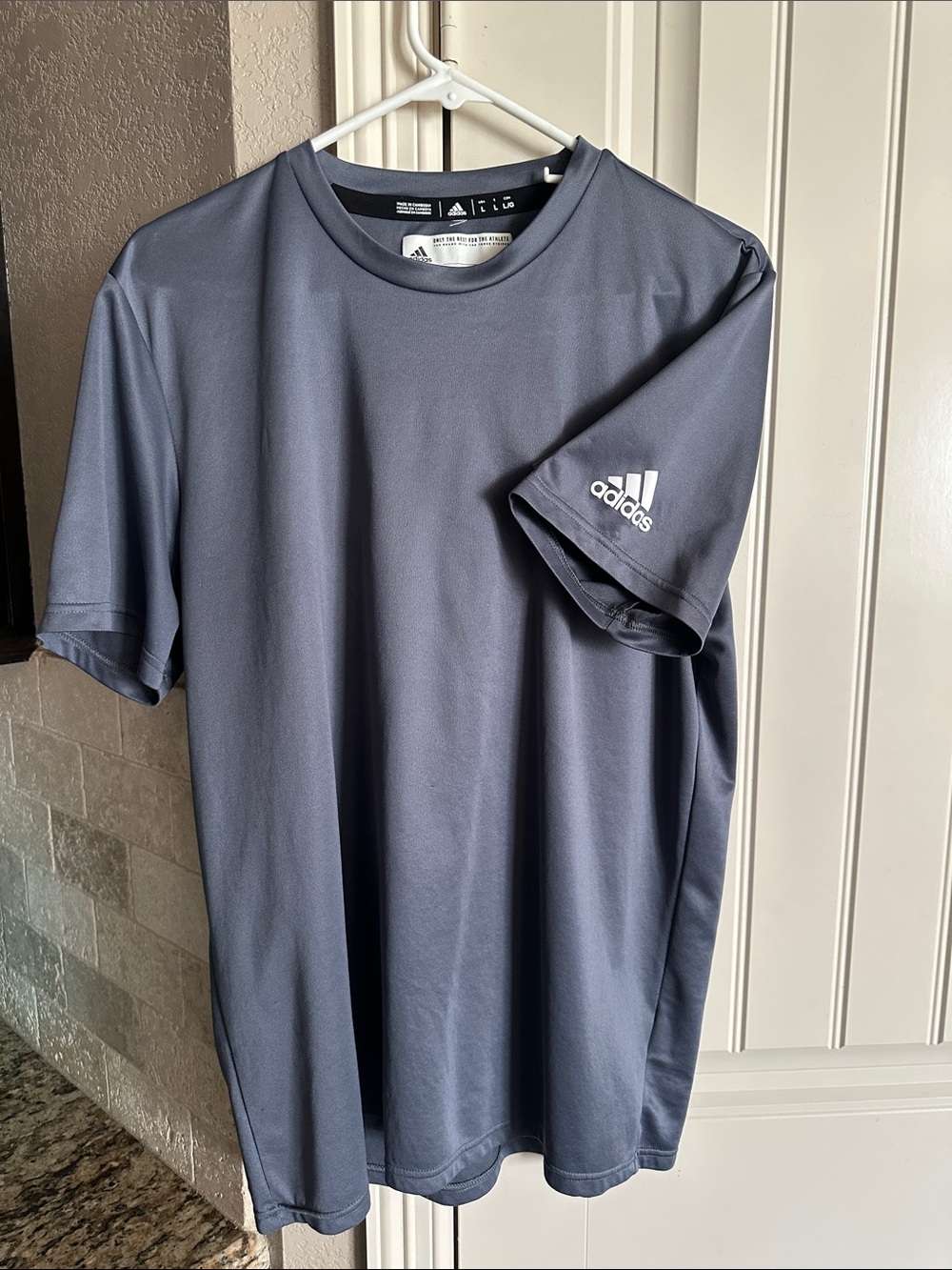 adidas Short Sleeve Athletic Tee in Gray
